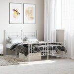vidaXL Cadre de lit métal sans matelas et pied de lit blanc 135x190 cm