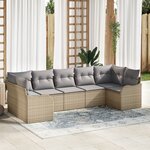 Ensemble de 7 pièces de canapés de jardin avec coussins Beige Rattan Poly
