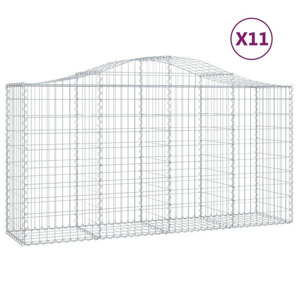vidaXL Paniers à gabions arqués 11 Pièces 200x50x100/120 cm fer galvanisé