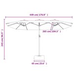 vidaXL Parasol de jardin à double tête avec LED noir 449x245 cm