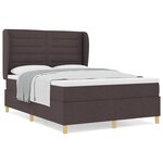 Lit avec sommier à ressorts et matelas vidaXL Marron foncé 160x200 cm Tissu