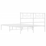 vidaXL Cadre de lit métal avec tête de lit blanc 140x190 cm