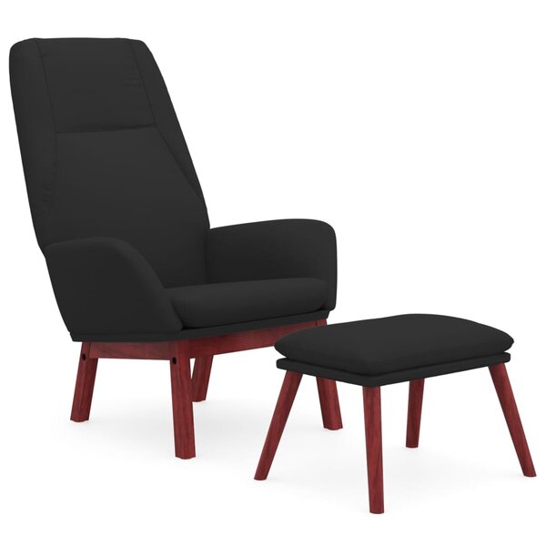 vidaXL Chaise de relaxation avec repose-pied Noir Tissu