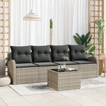 Ensemble de Canapés de Jardin vidaXL 5 Pièces avec Coussins Gris Clair Poly Rattan