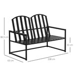 Banc de jardin design contemporain 2 places dim. 108L x 63l x 80H cm métal époxy noir