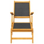 vidaXL Chaise longue d'extérieur avec table Acacia massif et textilène