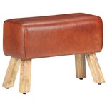 vidaXL Banc saut de cheval 58 cm marron cuir véritable et manguier
