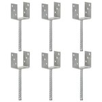 vidaXL Piquets de clôture 6 Pièces Argenté 9x6x30 cm Acier galvanisé