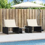 vidaXL Chaises longues lot de 2 avec table noir résine tressée