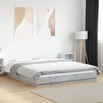 vidaXL Cadre de lit avec lumières LED gris béton 160x200 cm