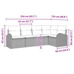 vidaXL Ensemble de canapé de jardin 5 pièces avec coussins noir poly rotin