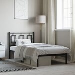vidaXL Cadre de lit métal avec tête de lit noir 90x200 cm