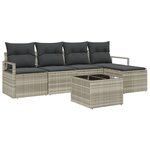 Ensemble de canapé de jardin vidaXL 6 pièces avec coussins gris poly rattan