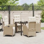 vidaXL Ensemble de jardin 5 pièces Beige Rattan Poly