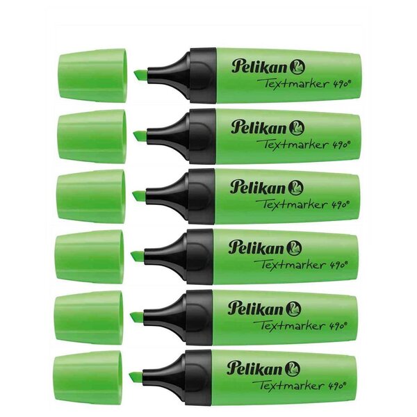 Surligneur Textmarker 490 Pointe biseautée 1 - 5 mm Vert fluo x 6 PELIKAN