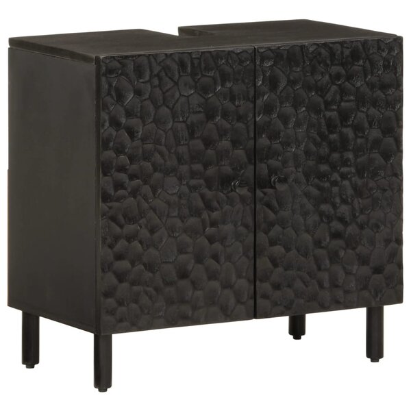 vidaXL Armoire lavabo de salle de bain noir bois massif de manguier