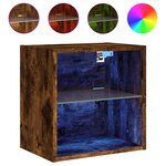 vidaXL Tables de chevet murales avec lumières LED 2 Pièces chêne fumé