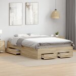 vidaXL Cadre de lit avec tiroirs chêne sonoma 120x190 cm en bois d'ingénierie