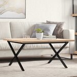 vidaXL Table basse cadre en X 90x90x45 5cm bois de pin massif et fonte