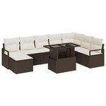 Ensemble de Canapé de Jardin 9 Pièces Avec Coussins En Poly Rattan Marron