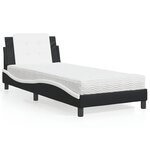 vidaXL Lit avec matelas noir et blanc 80x200 cm similicuir