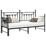 vidaXL Lit jour avec lit gigogne Noir 80x200 cm Acier