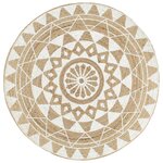 vidaXL Tapis fait à la main Jute avec imprimé blanc 120 cm