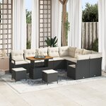vidaXL Ensemble de Canapé de Jardin 12 Pièces avec Coussins en Rattan Noir