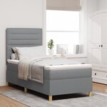 vidaXL Lit à ressort avec matelas gris clair 100x200 cm en tissu