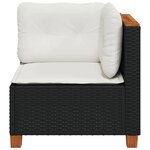 vidaXL Canapé d'angle de jardin avec coussins noir résine tressée