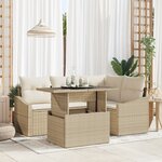 vidaXL Ensemble de canapé de jardin 5 pièces avec coussins beige en poly rotin