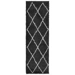 vidaXL Tapis shaggy à poils longs moderne noir et crème 80x250 cm