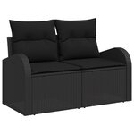vidaXL Ensemble de canapé de jardin 6 pièces avec coussins noir poly rattan