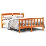 vidaXL Cadre de lit et tête de lit sans matelas cire marron 120x200 cm