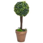 vidaXL Plantes de buis artificiel 2 Pièces avec pots Boule Vert 41 cm
