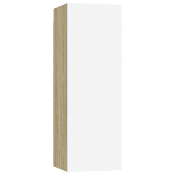 vidaXL Meuble TV Blanc et chêne sonoma 30 5x30x90 cm Bois d’ingénierie