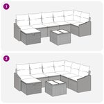 vidaXL Ensemble de canapé de jardin 8 pièces avec coussins Beige Poly Rotin