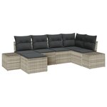 vidaXL Ensemble canapé jardin 6 pièces avec coussins en poly rattan gris clair