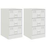 vidaXL Tables de chevet 2 Pièces blanc 34 5x39x62 cm acier