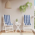 vidaXL Coussins de chaise à dossier haut lot de 2 rayures bleu/blanc