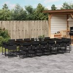 vidaXL Ensemble à manger de jardin 17 Pièces coussins noir résine tressée