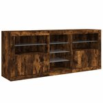 vidaXL Buffet avec lumières LED chêne fumé 162x37x67 cm