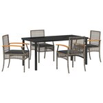 vidaXL Ensemble de salle à manger de jardin 5 pièces avec coussins en rotin synthétique gris