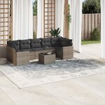 vidaXL Salon de jardin 8 Pièces avec coussins gris résine tressée