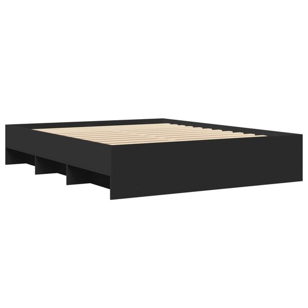 vidaXL Cadre de lit noir 160x200 cm bois d'ingénierie