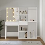 vidaXL Coiffeuse à LED avec 2 armoires Blanc Bois d'ingénierie