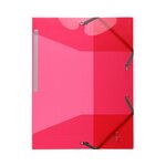 Exacompta : chemise 3 rabats elastiques 24x32cm polypropylène transparent - rose