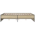 vidaXL Cadre de lit chêne sonoma 135x190 cm bois d'ingénierie et métal