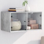 vidaXL Armoire murale avec portes en verre gris béton 68 5x37x35 cm