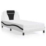 vidaXL Cadre de lit avec lumières LED blanc noir 100x200 cm similicuir
